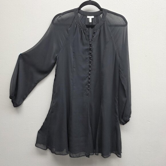 Joie Dresses & Skirts - Joie Dress Womens Small Black Caviar Sheer Chiffon Long Sleeve Lined Tunic Mini